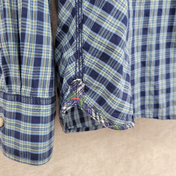 Robert Graham Tailored Fit Cotton Blue Plaid Men's Size Large Button Up Shirt - Picture 4 of 13
